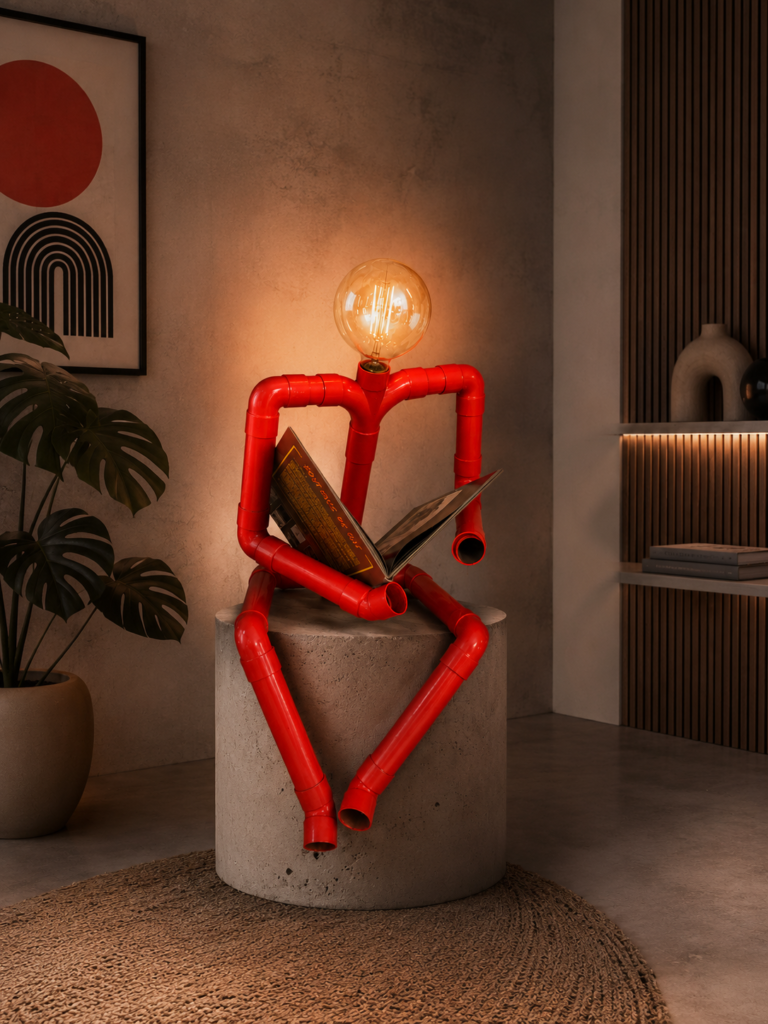 La lampe “Human Pipe” – Sculpture lumineuse design