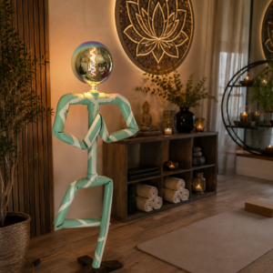 Lampe artistique “Human Pipe Yoga” – Sculpture lumineuse design et zen